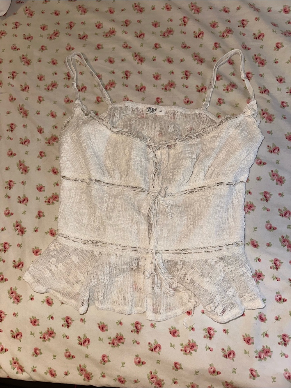 ardene White Lace-Trim Peplum Camisole